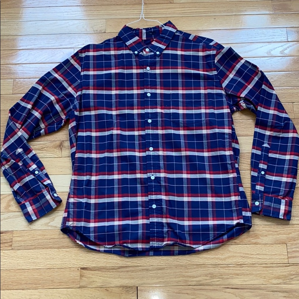 J.Crew Navy Plaid Oxford Shirt sz XL Slim